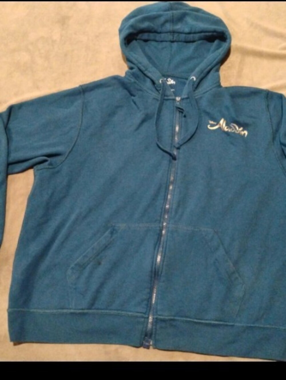 Disney Aladdin Gold Foil Zip Up Hoodie Jacket Blue Sweatshirt - XXL